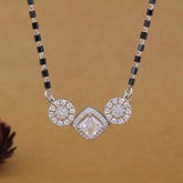 92.5 Silver Dual Round & Square Solitaire Mangalsutra For Women